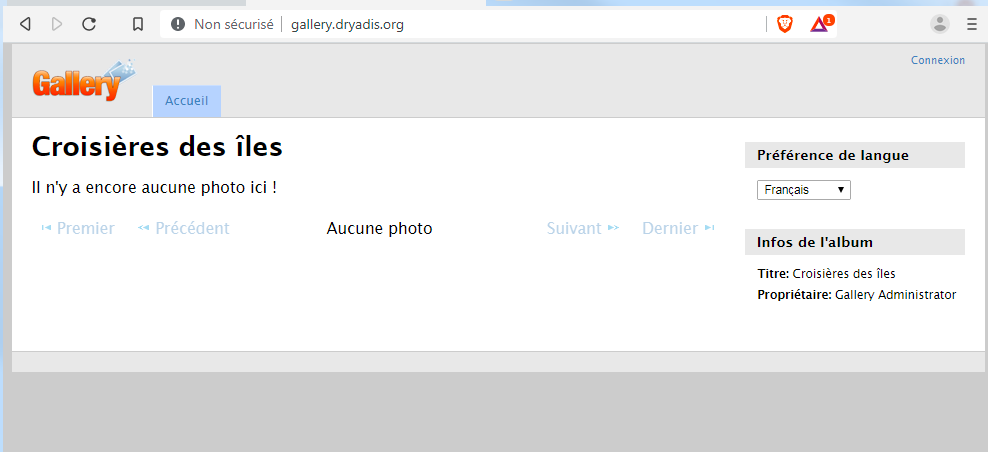 L'accueil de la Galerie de photos